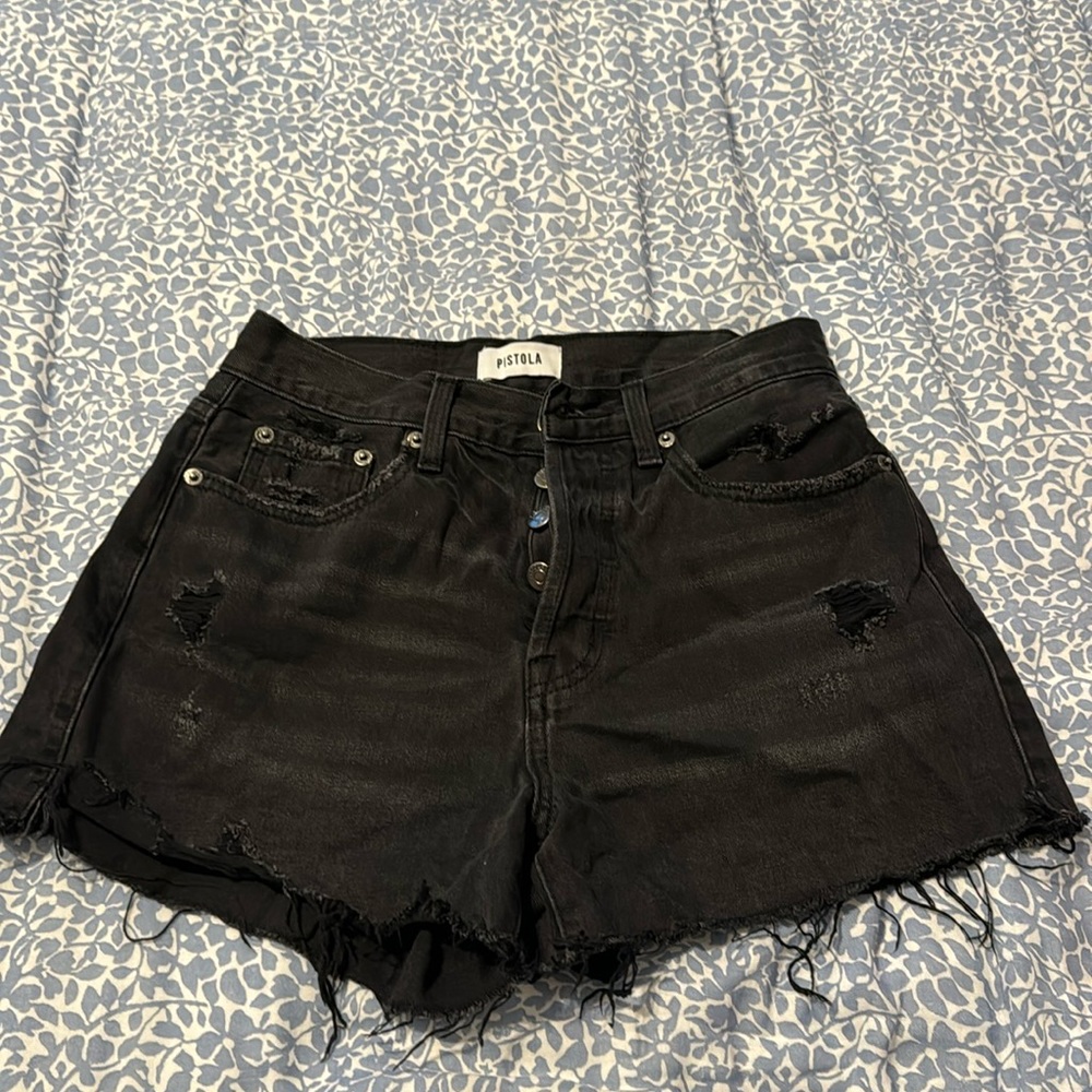 Pistola Raw hem button fly jean shorts